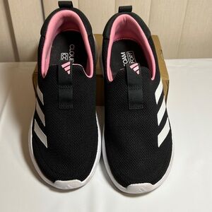 Adidas Black and Pink Slip-On Sneakers
